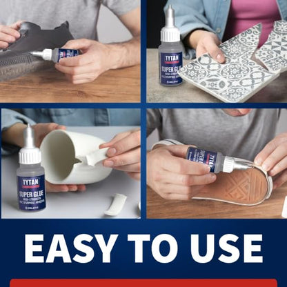 TYTAN Professional Super Glue 0.7 oz (20g) 1 Pack – Fast Dry Clear Cyanoacrylate Adhesive – Strong Instant Bond for Plastic, Metal, Wood, Rubber & More – Precision Nozzle