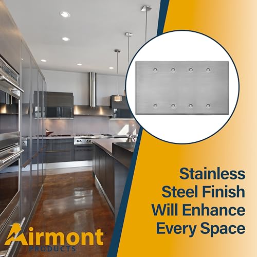 4-Gang Oversized Stainless Steel Blank Wall Plates – 5.5" x 9.5" Rocker Covers for Unused Electrical Boxes | Cover Empty Spaces | 4-Gang Oversized Metal Blank Faceplate - color: Blank Cover, size: 4 Gang
