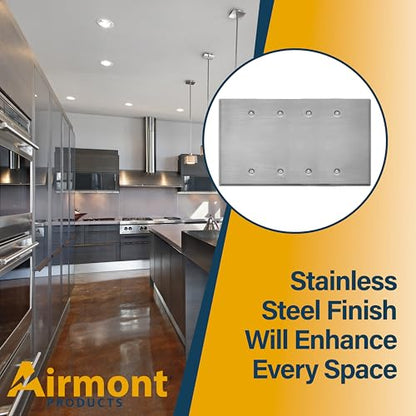 4-Gang Oversized Stainless Steel Blank Wall Plates – 5.5" x 9.5" Rocker Covers for Unused Electrical Boxes | Cover Empty Spaces | 4-Gang Oversized Metal Blank Faceplate - color: Blank Cover, size: 4 Gang