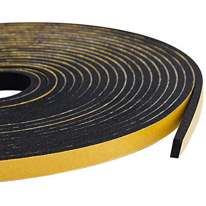 Adhesive Foam Tape 3-Pack, 1/4 Inch Wide X 1/8 Inch Thick, High Density Weather Stripping for Doors & Windows, Seal Strip with Sliding Door Design, 59 Feet Total (19.7ft x 3 Rolls) - size: 1/4in * 1/8in * 59ft