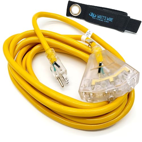 15 ft Outdoor Extension Cord Waterproof - 12 Gauge Heavy Duty Extension Cord 15 ft - Lighted Outdoor Extension Cords with Multiple Outlets - Watts Wire - 15' Grounded - extensiones electricas - size: 15 Ft