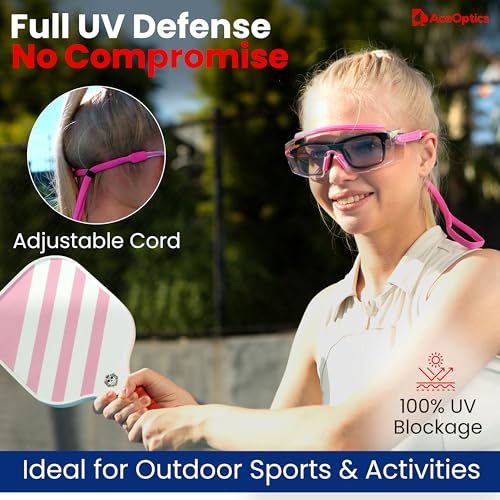 Safety Glasses & Goggles – ANSI Z87, Adjustable, 5X Anti-Fog ClearShield™ Lenses, Includes Premium EVA Hard Case - color: Pink