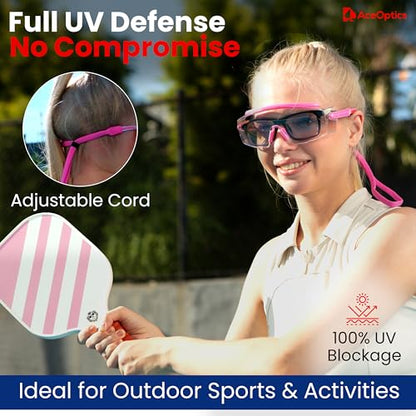 Safety Glasses & Goggles – ANSI Z87, Adjustable, 5X Anti-Fog ClearShield™ Lenses, Includes Premium EVA Hard Case - color: Pink