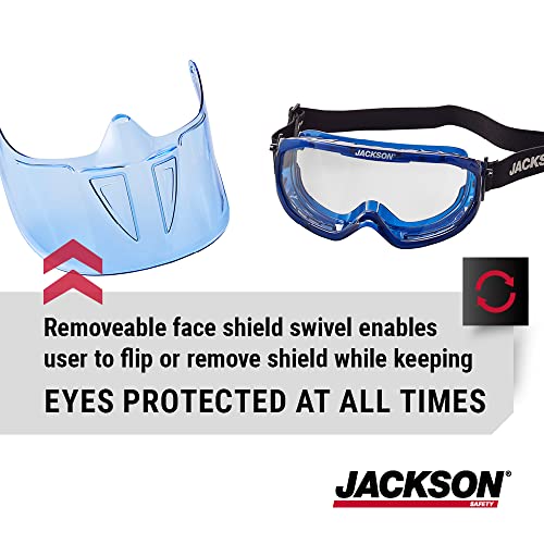Jackson Safety GPL Series Safety Goggles with Detachable Flip-Up Face Shield - Anti-Fog Goggles for Men and Women, Fits Over Glasses - ANSI Z87.1 - Clear Lens - style: Clear Lens