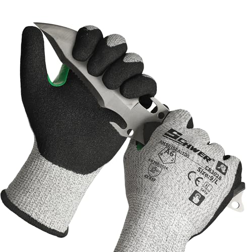 Schwer 2 Pairs Cut Resistant Work Gloves ANSI A6 Cut Proof Glove CR3028, with Reinforced Thumb, Touchscreen Working Gloves for Men and Women Used for Woodworking, Glass Cutting, Construction, L - color: Grey, size: Large