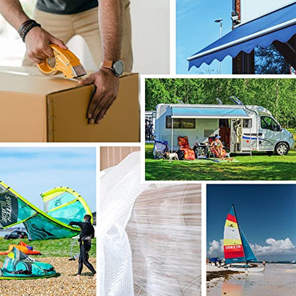 9KM DWLIFE Kite Ripstop Repair Tape 5cm-10cm Bi-Directional Fiberglass Filament Tape Clear Waterproof Strong High Adhesion Tear UV Resistance for Tent Sail Awning RV Camper Packing Fabric - size: 32FT x 1.97in / 10M x 5cm
