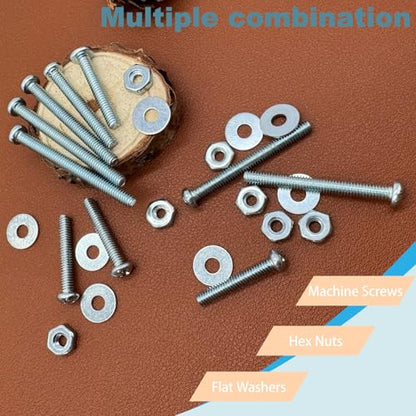 300 Pcs Machine Screws 8/32 Knob/Pull Screws Bolt Nut Flat Washers Assortment Kit Carbon Steel Zinc-Plated Phillips Used for Industrial&Construction Fasteners 5 Sizes Length #8-32x1 to#8-32x1-3/4" - size: 300 Pcs Machine Screw Kit