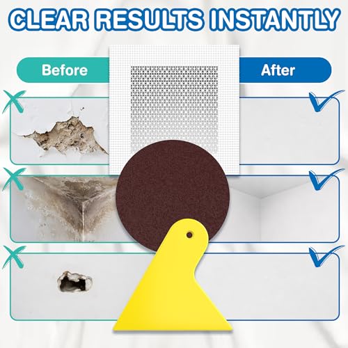 Drywall Repair Kit 10 Pack, Aluminum Wall Repair Patch Kit with Scraper, Sandpaper, 2, 4, 6, 8, 10 Inch Self Adhesive Fiber Mesh, Dry Wall Hole Repair Patch, Galvanized Metal Patch (13 Pcs) - size: 13 Pcs (2",4",6",8",10")