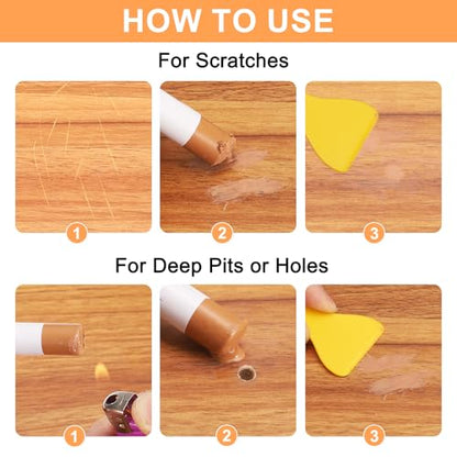 HARFINGTON 5pcs Wood Filler Sticks Wooden Wax Touch Up Furniture Repair Crayons for Scratch Hole Wood, Pale Blue - color: Pale Blue