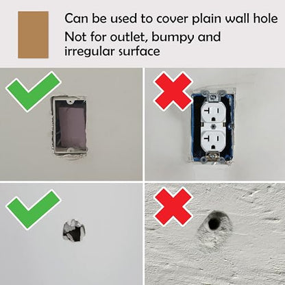 Rubber Bond Self-Adhesive Rubber Wall Outlet Cover Plate - 5 Pack, 5x3 Inch, Screwless Design, Easy Peel & Stick Drywall Hole Patch (Brown) - color: Brown