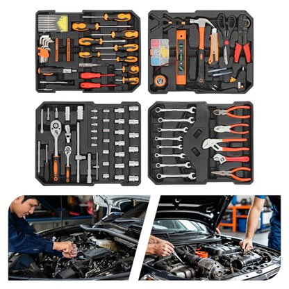 Trolley Case Tool Box Set 187 Pcs Household Hand Tool Kit Mixed Hand Tool Kit Repairing Tool Set for Auto Maintenance Home General Repairing