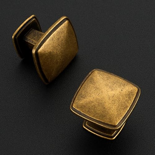 Ravinte 15 Pack Antique Brass Kitchen Cabinet Square Knob Single Hole Cabinet Hardware for Dresser Drawer Cabinet Pulls Drawer Knobs Cabinet Knobs - color: Antique Brass