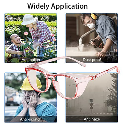 Safety Glasses for Men Women Nurses Anti Fog Stylish Fashion Comfortable Goggles with Side Shields Eye Protection for Adult - color: Light Pink