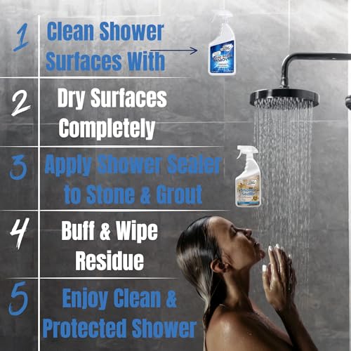 Natural Stone and Grout Penetrating Shower Sealer. Marble, Granite Travertine, Limestone. Protects Making Them Easy to Clean. Works Also on Grout in Tile, Ceramic, and Porcelain. 1-Quart - style: 32 Fl Oz (Pack of 1)