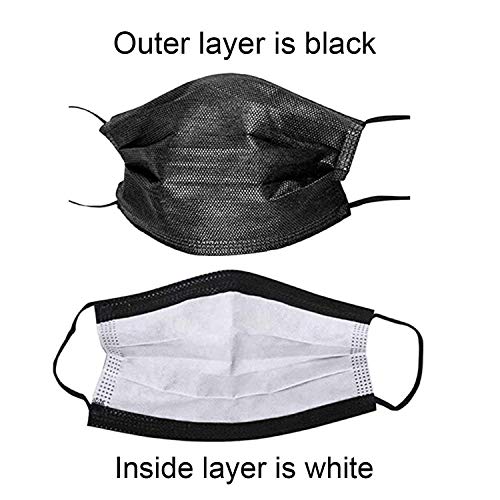 Wecolor 120 Pack Disposable Face Masks with Elastic Ear Loop, 3 Ply Breathable (Black) - color: Black, size: 1 Count (Pack of 120)