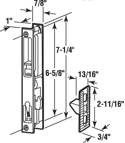 Sliding Glass Patio Door Handle Set, Flush Mount, Non-Keyed, 6-5/8" Screw Holes | Sliding Door Handle Replacement Hardware Repair Fix Sliding Door (DL-502 White)