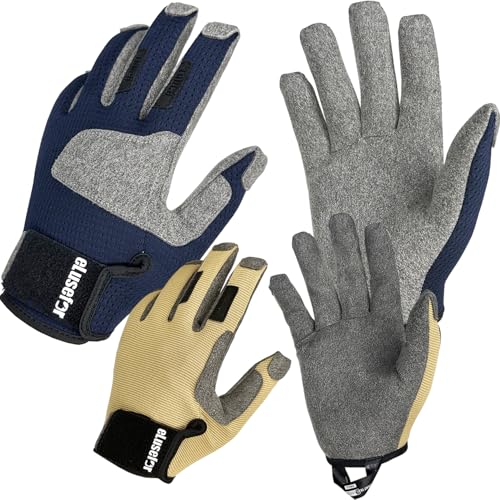 Nimble Control Work Gloves - 100% Tactile Feel,Patented Wrap-Finger Fit,Knuckle Touchscreen,Impact Protection - Mechanic,Shooting,Driving,Patrol,Garden. - color: Khaki+Blue, size: Small