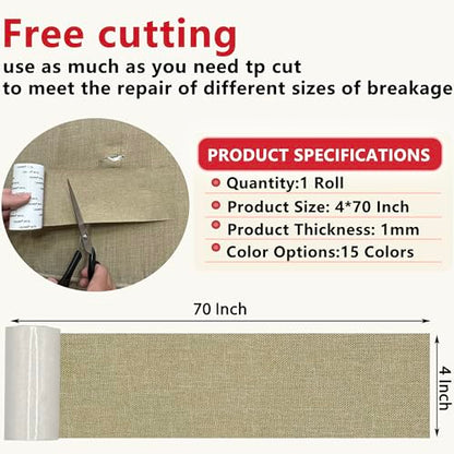 Gheeidau Linen Repair Tape 4x70 Inch Self-Adhesive Couch Patch Repair Fabric Patch for Furniture,Sofas,Cushion,Chairs,Bags,Linen Goods(Beige) - color: Beige