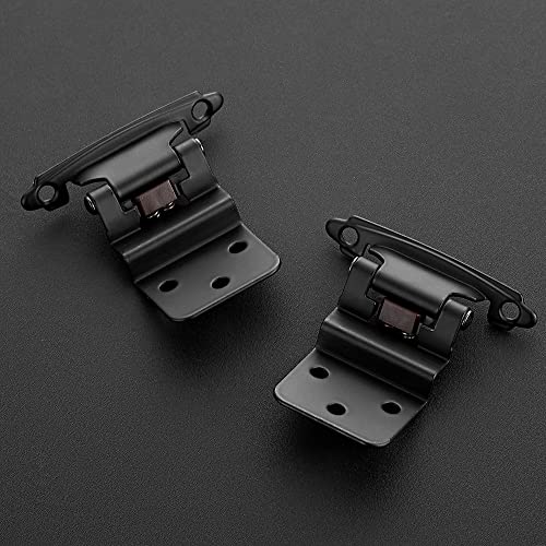 Ravinte 10 Pack 5 Pairs 3/8 inch Inset Kitchen Cabinet Door Hinges Black Semi-Concealed Face Mount Cabinet Hardware Self-Closing Hinges with Door Bumpers&Screwdriver - color: Matte Black