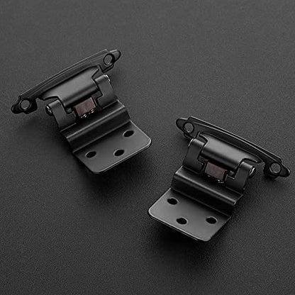 Ravinte 10 Pack 5 Pairs 3/8 inch Inset Kitchen Cabinet Door Hinges Black Semi-Concealed Face Mount Cabinet Hardware Self-Closing Hinges with Door Bumpers&Screwdriver - color: Matte Black