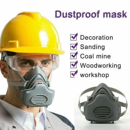 Reusable Half Face Respirator Mask with 10 Filters,2818 Food-Grade Silicone Dust Mask for Painting,Cleaning,Sanding (Gray)