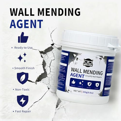 Breliter Drywall Patch Repair Kit - Premium All-in-One Repair Set (Patches/Scrapers/Sandpaper/Texture Sponge/Putty Knife) for Wall Holes, Cracks, Graffiti & Stains, Formaldehyde-Free, White (8.8oz)