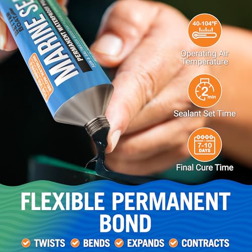 Marine Sealant and Adhesive, Waterproof Marine Grade Caulk, High-Temperature Water Sealant for Boat, Auto, and RV, Silicone-Free, Black, 1 Tube, 3 Oz - color: Black, size: 3 oz