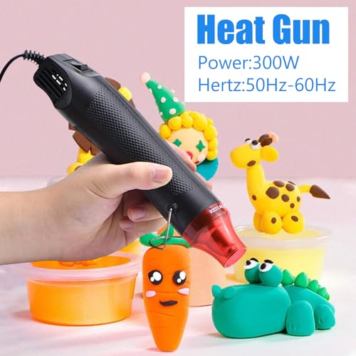 Mini Heat Gun, Portable Hot Air Gun Tool for DIY Crafts Heat Shrink Gun for Epoxy Resin, Embossing, Shrinking Wrapping Drying Paint Removing Stickers (Black) - color: Black