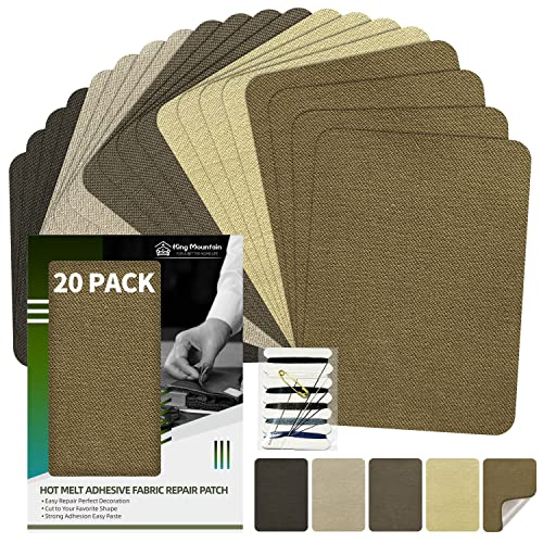 KING MOUNTAIN Iron-on Repair Patch 20 Pcs Pack,3" x4-1/4 100% Cotton Iron-on Repair Patch, 5 Shades of Clothing Repair and Decoration Kit (Five Browns) - color: Five Browns, size: Cotton-3"x4-1/4"