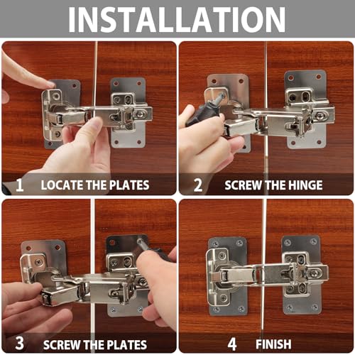 TamBee Cabinet Hinge Repair Plate Kit, Stainless Steel Fixing Plates for Cupboard Door Replacement Rust Resistant Easy to Install, 12 Pcs - style: Fix Plates