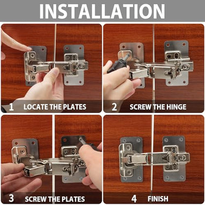TamBee Cabinet Hinge Repair Plate Kit, Stainless Steel Fixing Plates for Cupboard Door Replacement Rust Resistant Easy to Install, 12 Pcs - style: Fix Plates