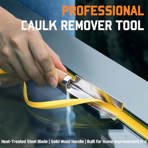 2 PCS Professional Caulk Remover Tool – Heat-Treated Caulking Tool with 90° Sharp Blade & Solid Wood Handle, Saves Time for Home Improvement, Durable Grout & Silicone Remover Tool - color: 2pcs- Original
