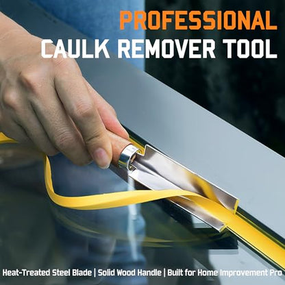 2 PCS Professional Caulk Remover Tool – Heat-Treated Caulking Tool with 90° Sharp Blade & Solid Wood Handle, Saves Time for Home Improvement, Durable Grout & Silicone Remover Tool - color: 2pcs- Original