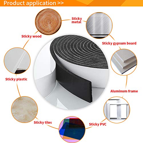 Foam Insulation Tape self Adhesive,Weather Stripping for Doors and Windows,Sound Proof soundproofing Door Seal,Weatherstrip,Pipe Cooling, Air Conditioning Seal Strip (W:1/2In xT: 1/2In XL: 13Ft) - size: W:1/2in Xt: 1/2in Xl: 13ft