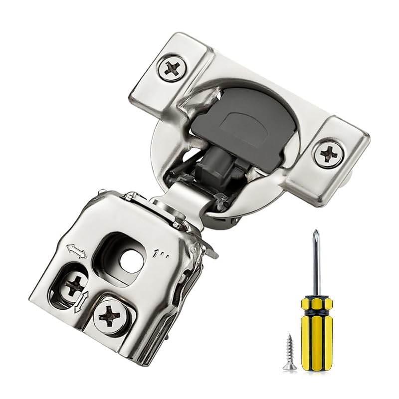 Ravinte 2 Pack 1 Pair 1 inch Overlay Soft Close Kitchen Cabinet Hinges Stainless Steel Adjustable Kitchen Hinges Satin Nickel Cabinet Hardware - size: 1 inch Overlay
