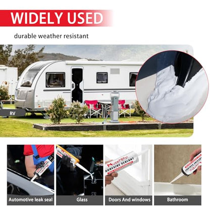 RV Roof Sealant, 2 Packs Non-Leveling Lap Sealant for RV Roofs - Non-Sag Silicone Caulk Waterproof Flexible Sealants for Campers Exterior Repairs, Trailers, Windows, Vents, White - style: 2 Packs Non Leveling