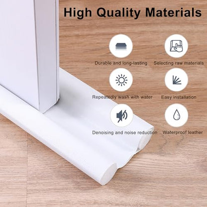 Door Draft Stopper, Under Door Noise Blocker, Sound Light Air Proof Sealer, Adjustable Soundproof Insulation Strip, Doors Draft Guard, 37.5 inch, White