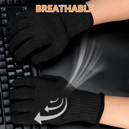 Cut Resistant Gloves Food Grade, Level 5 Protection,Safety Dexterity Cutting Gloves with Stainless Steel Wire for Kitchen Chefs Butchers Meat Cutting Mandoline Oyster Shucking Garden Wood Carving, L - color: Black