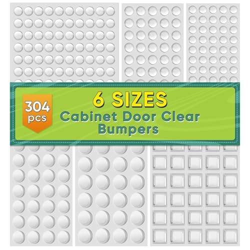 ONUEMP 304pcs Cabinet Door Bumpers Clear, Adhesive Rubber Feet Silicone, Sound Dampening Door Slam Stopper Non Slip Furniture Pads Wall Protector for Cutting Board, Drawers, Glass Cabinet - size: 304pcs
