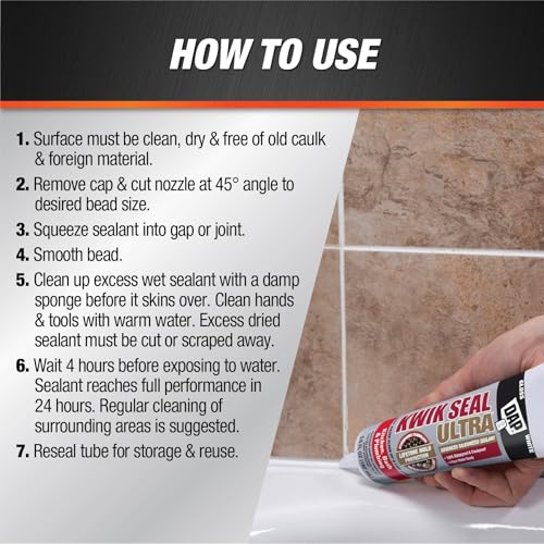 Kwik Seal Ultra Advanced Kitchen and Bath Siliconized Sealant, Biscuit, 5.5 Oz (7079818916)