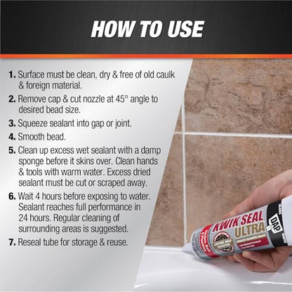 Kwik Seal Ultra Advanced Kitchen and Bath Siliconized Sealant, Biscuit, 5.5 Oz (7079818916)