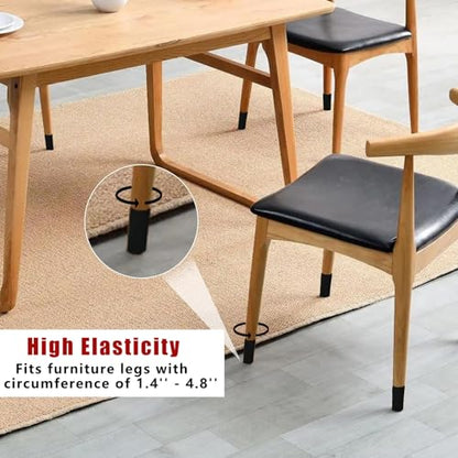 16 PCS Black Furniture Leg Socks - Small Knitted Chair Leg Floor Protectors for Hardwood Floors - Fits Round and Square Legs - High Elastic Bar Stool Chair Leg Covers Furniture Caps Set for All Shapes - size: 16 Pcs Black Small