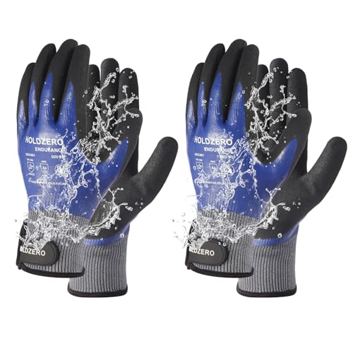 Nitrile Fully Coated Work Gloves Abrasion Cut Resistant A4 Waterproof 2 Pairs Blue M/L/XL - size: Medium