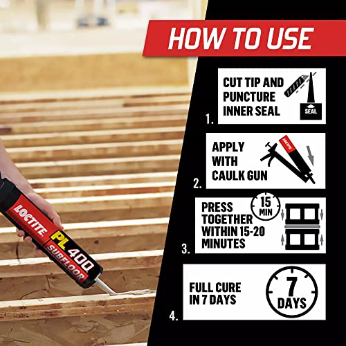Loctite PL 400 Subfloor Heavy Duty Adhesive, 10 fl oz, Cartridge - size: Single/10 Ounce
