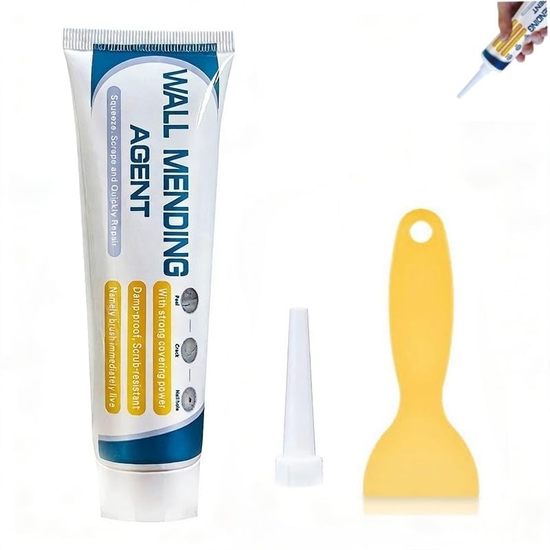 Wall Repair Paste Tube | Drywall Patch Repair Kit for Holes & Cracks | Nail Hole Filler & Filler for Aluminum, Metal, Wallboard, Plasterboard | Easy to Use Drywall Filler & Repair Agent (1) - color: 1