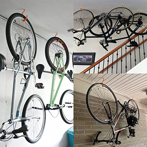 Scartink 12PCS Orange Heavy Duty Bike Storage Hooks Bicycle Wall Mounted Hooks Large Screw Hooks for Wall,Ceiling