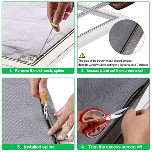 QWR Pet Proof Window Screen Replacement Kit, 39"x118" Durable High Hardness Screen Mesh Replacement Window Screens Repair Kit for Sliding Screen Door,Patio and Windows.(Folded Package with Tool Kit) - size: 39''x 118''-folded/With Tool Kit