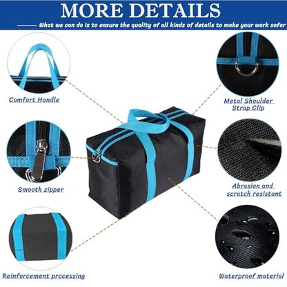 BLIRITEL Wide Mouth Tool Bag, Heavy Duty Tool Bag for Men, High Capacity Tool Tote Bag for Electricians, Multipurpose Power Tool Bag Organizer for Mechanics Carpenters (14 Inch) - size: 14 Inch