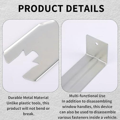 Penitue Window Handle Removal Tool with 10pcs Retainer Clips, Universal Window Handle Crank Disassemble Tool Metal Automotive Interior Repair Kit for Most Car Door Panel (Silver) - color: Silver