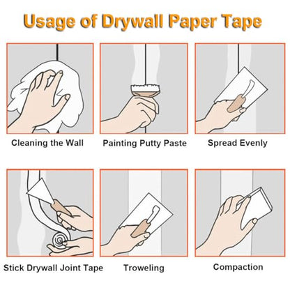 Drywall Paper Tape, Ultra-Thin Fiber Paper Drywall Joint Tape for Seam Patch for Wall Sheetrock Ceiling Crack, White 2'' x 250ft - color: White 250ft